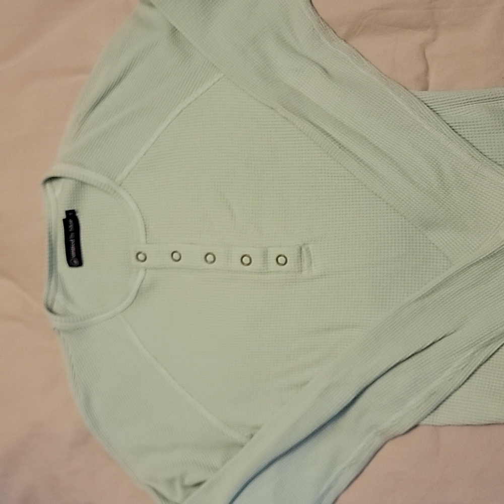 Mint green waffle Henley